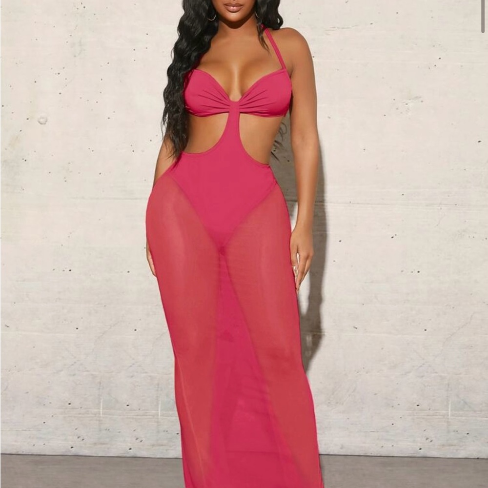 SHEIN Pink Cutout Maxi Dress